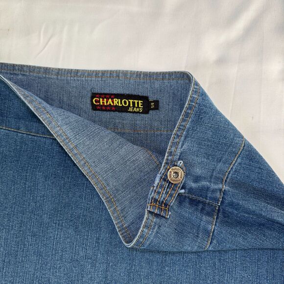 Vintage Y2k Charlotte Jeans Embroidered Beaded Denim Maxi Skirt Size 5/6 - Picture 3 of 5